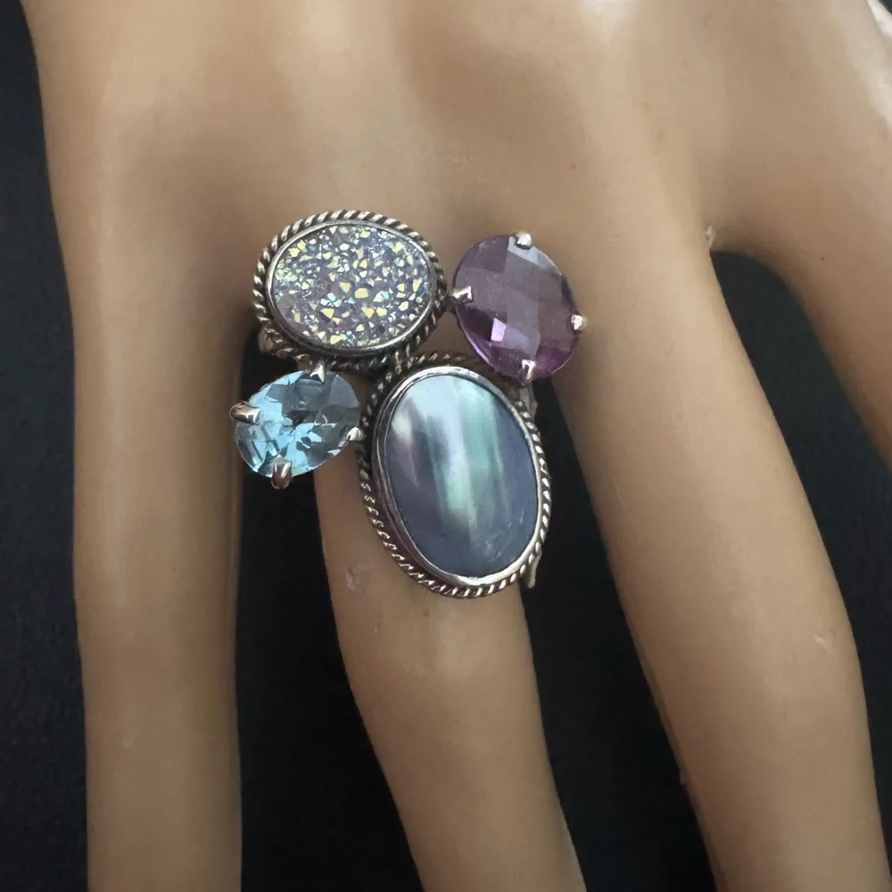 Lori Bonn Sterling Silver Multi-stone Ring